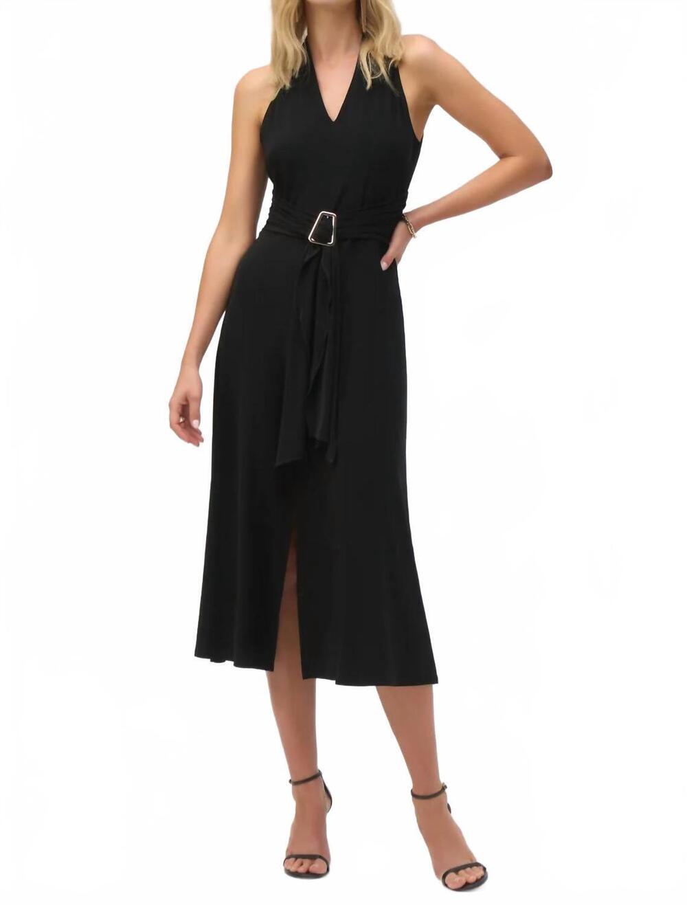 NEW JOSEPH RIBKOFF silky knit fit and flare dress in black